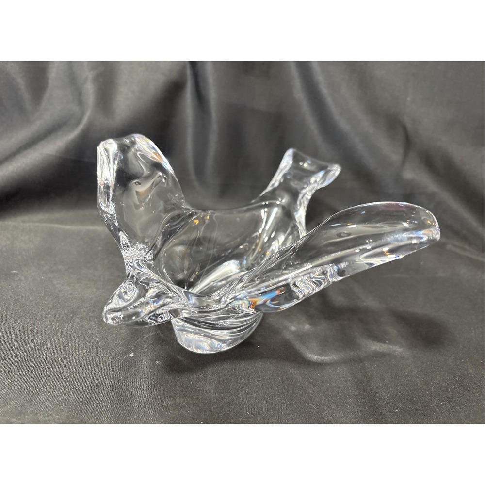 Clear Dove Figure Candy Dish Candle Holder Trinket Tray Ashtray